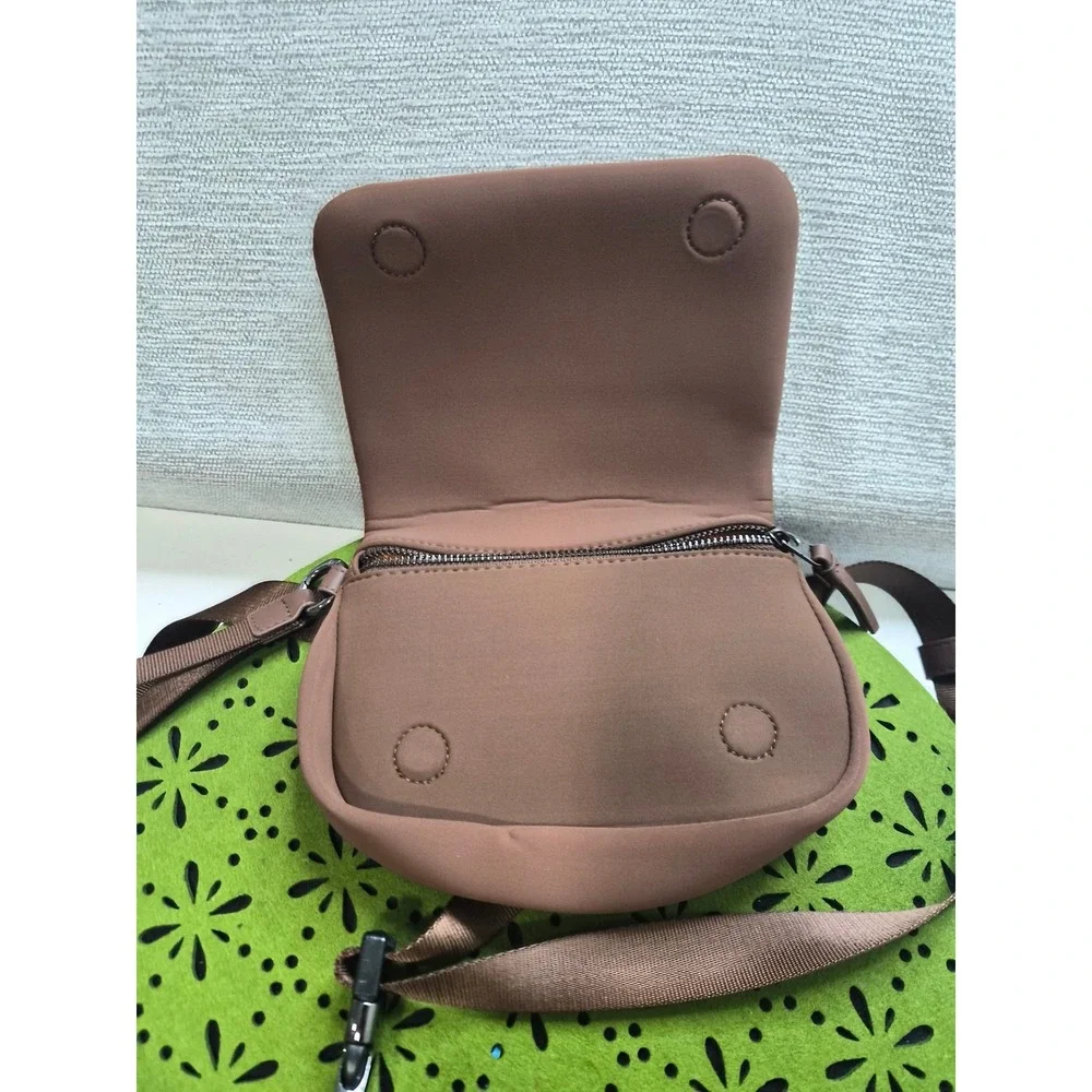 Womens Fashion Neoprene Convertible Bag Chocolate Adjustable Crossbody Strap